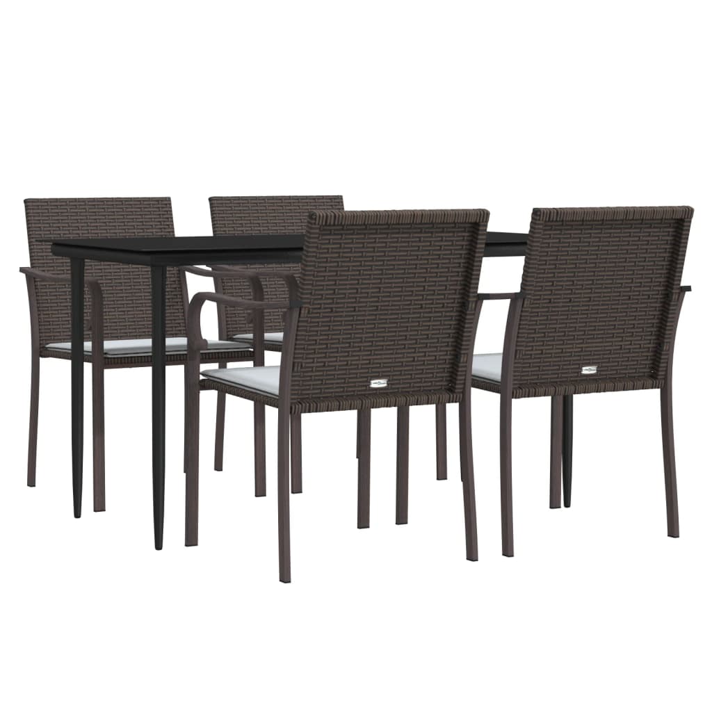 -Delige Tuinset Met Kussens Poly Rattan En Staal 5 160 cm tafellengte Bruin