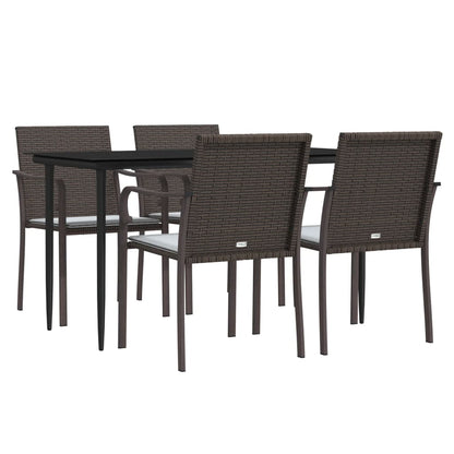 -Delige Tuinset Met Kussens Poly Rattan En Staal 5 160 cm tafellengte Bruin