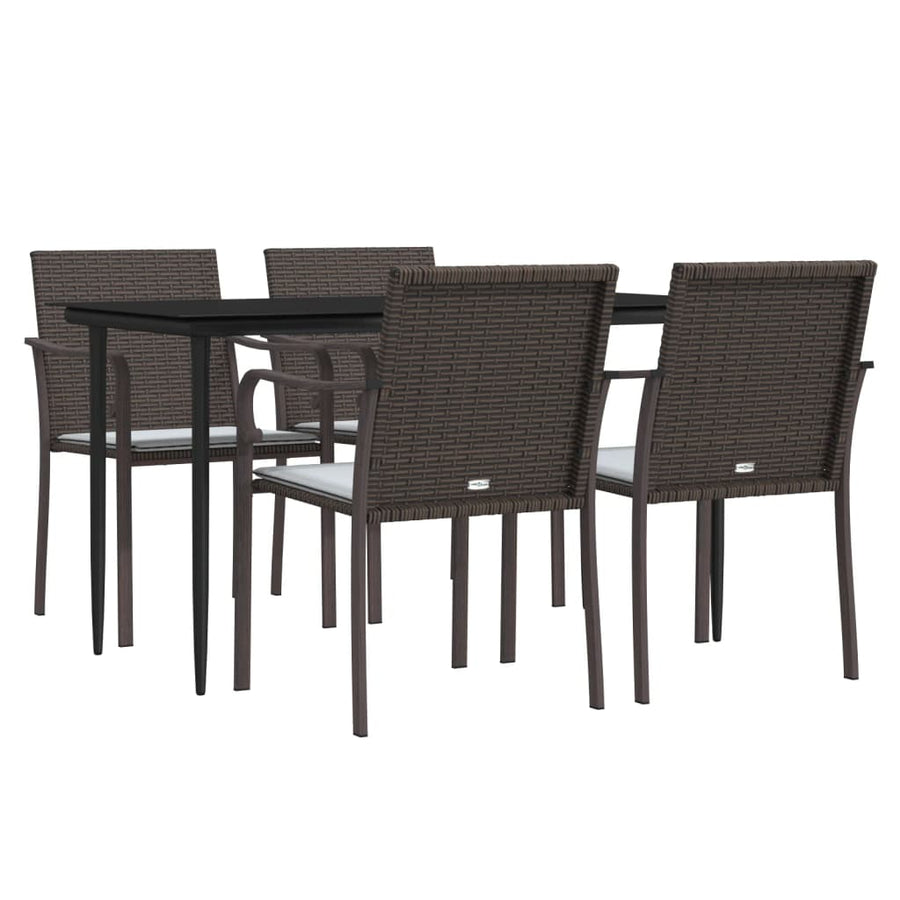 -Delige Tuinset Met Kussens Poly Rattan En Staal 5 160 cm tafellengte Bruin