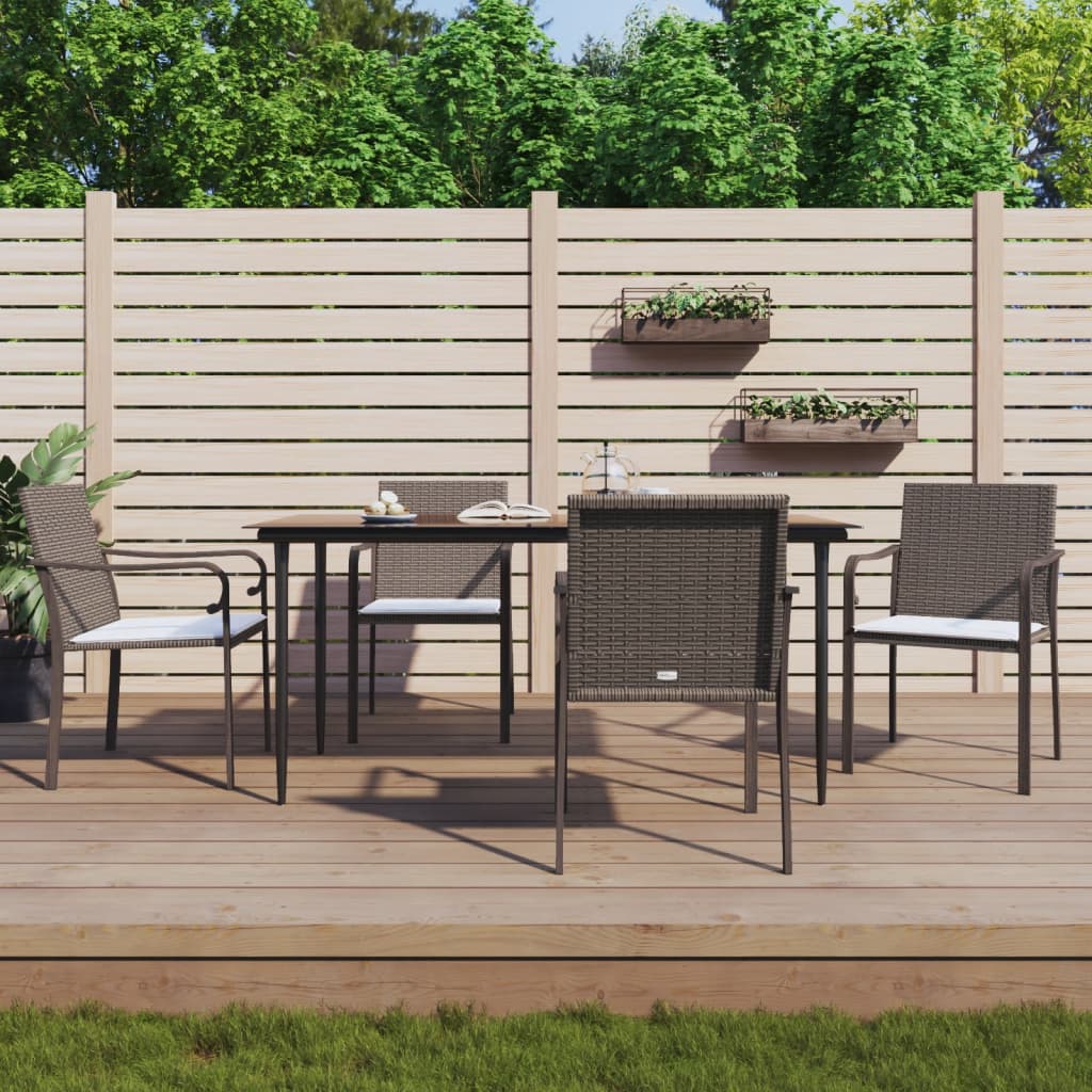 -Delige Tuinset Met Kussens Poly Rattan En Staal 5 160 cm tafellengte Bruin