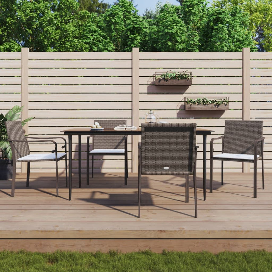 -Delige Tuinset Met Kussens Poly Rattan En Staal 5 160 cm tafellengte Bruin
