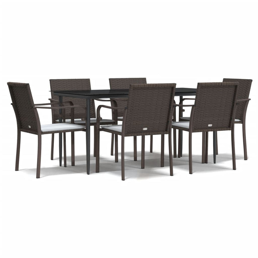 -Delige Tuinset Met Kussens Poly Rattan En Staal 7 160 cm tafellengte Bruin