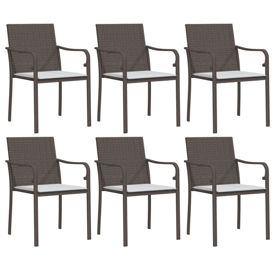 -Delige Tuinset Met Kussens Poly Rattan En Staal 7 160 cm tafellengte Bruin