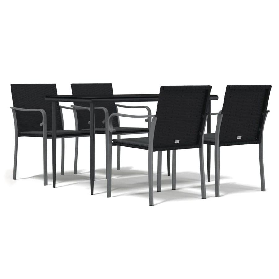 -Delige Tuinset Met Kussens Poly Rattan En Staal 5 160 cm tafellengte Zwart