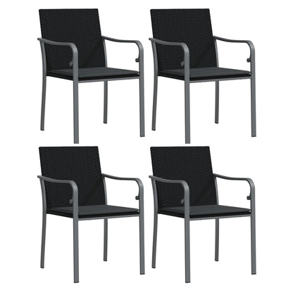 -Delige Tuinset Met Kussens Poly Rattan En Staal 5 160 cm tafellengte Zwart