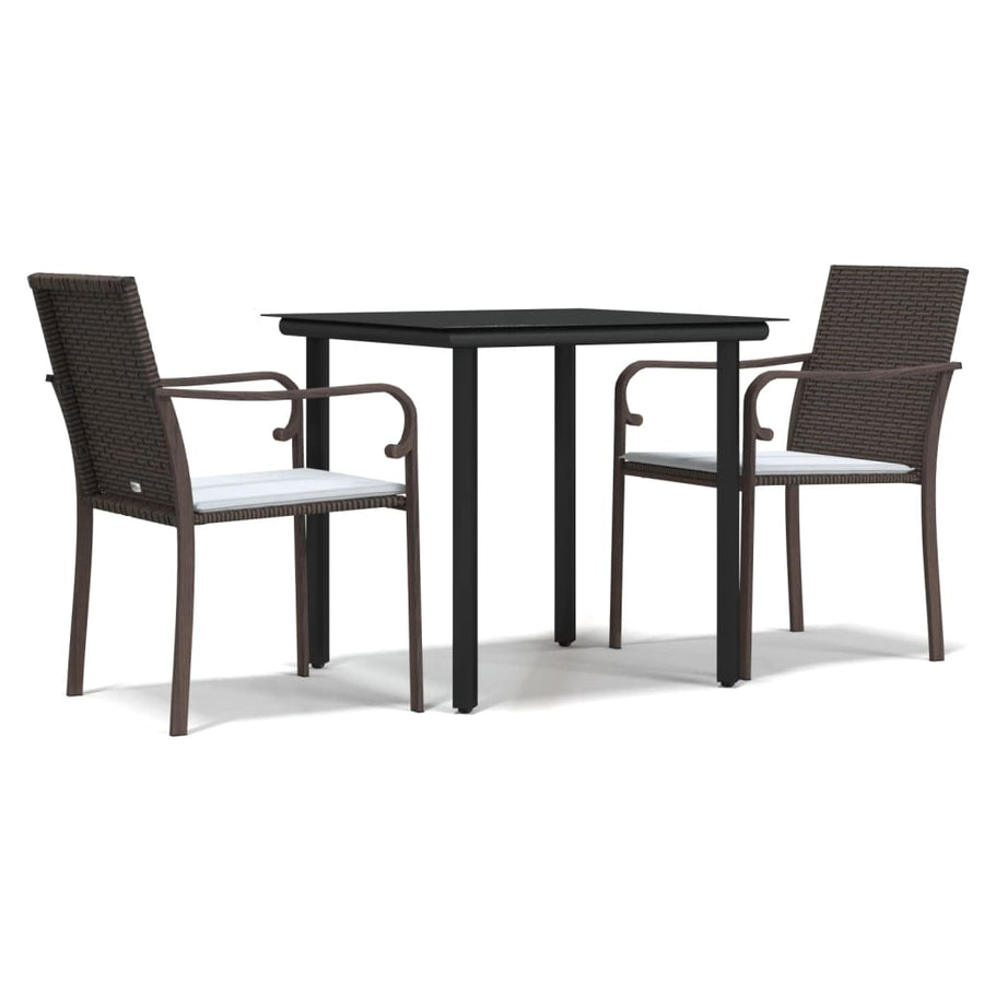 -Delige Tuinset Met Kussens Poly Rattan En Staal 3 80 cm tafellengte Bruin