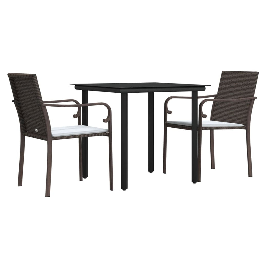 -Delige Tuinset Met Kussens Poly Rattan En Staal 3 80 cm tafellengte Bruin