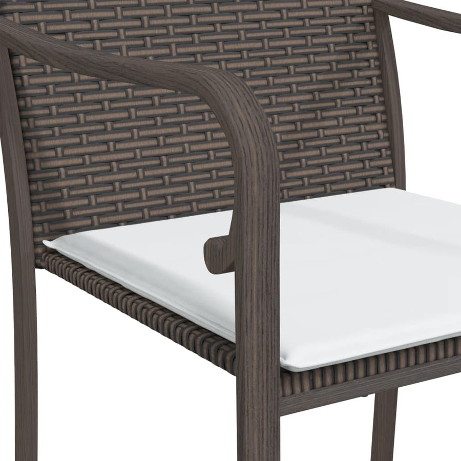 -Delige Tuinset Met Kussens Poly Rattan En Staal 3 80 cm tafellengte Bruin