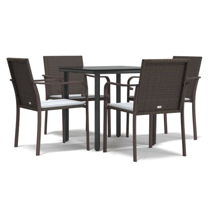 -Delige Tuinset Met Kussens Poly Rattan En Staal 5 80 cm tafellengte Bruin