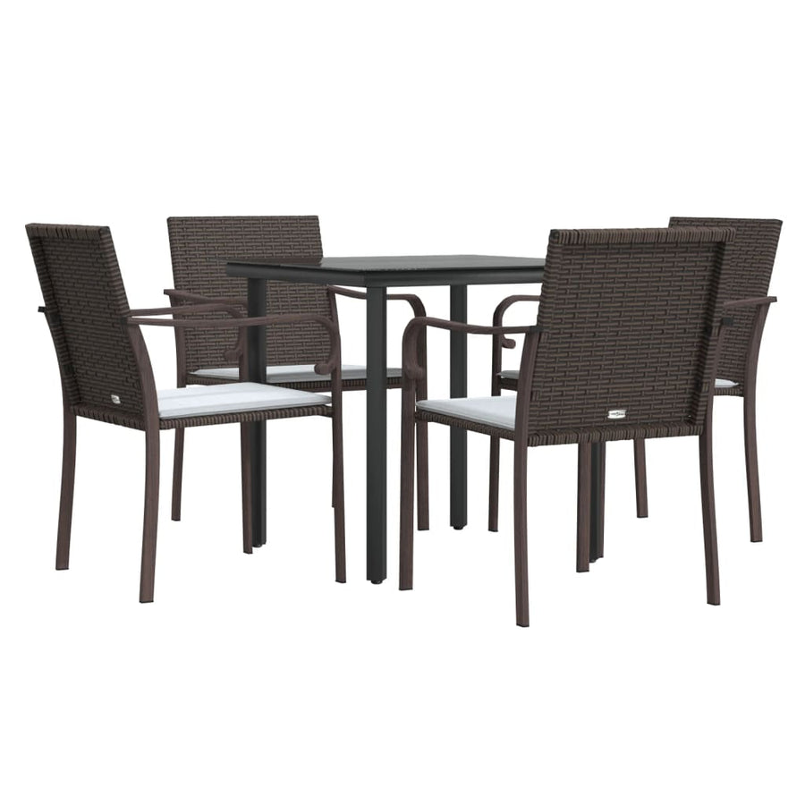 -Delige Tuinset Met Kussens Poly Rattan En Staal 5 80 cm tafellengte Bruin