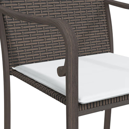 -Delige Tuinset Met Kussens Poly Rattan En Staal 5 80 cm tafellengte Bruin