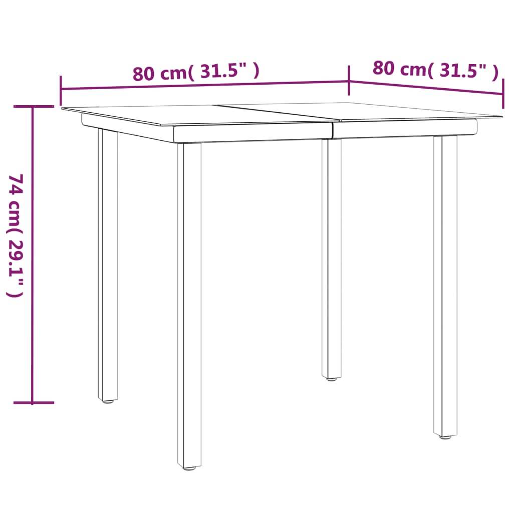 -Delige Tuinset Met Kussens Poly Rattan En Staal 5 80 cm tafellengte Bruin