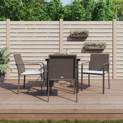 -Delige Tuinset Met Kussens Poly Rattan En Staal 5 80 cm tafellengte Bruin
