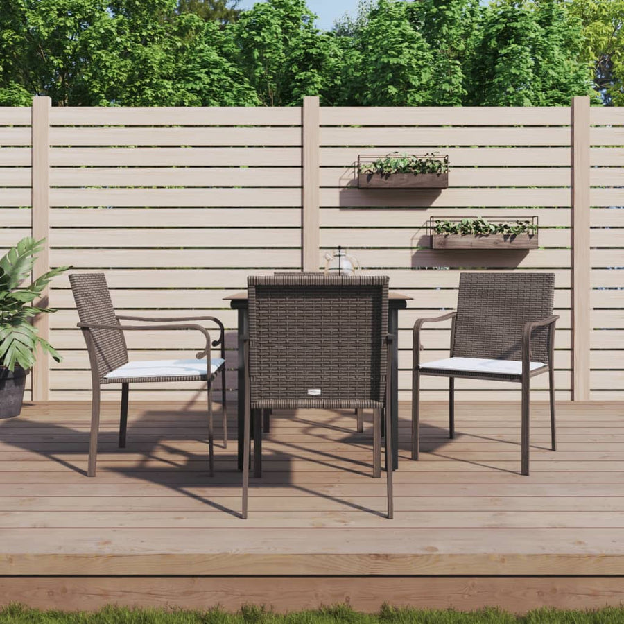 -Delige Tuinset Met Kussens Poly Rattan En Staal 5 80 cm tafellengte Bruin