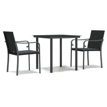-Delige Tuinset Met Kussens Poly Rattan En Staal 3 80 cm tafellengte Zwart