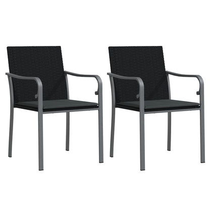 -Delige Tuinset Met Kussens Poly Rattan En Staal 3 80 cm tafellengte Zwart