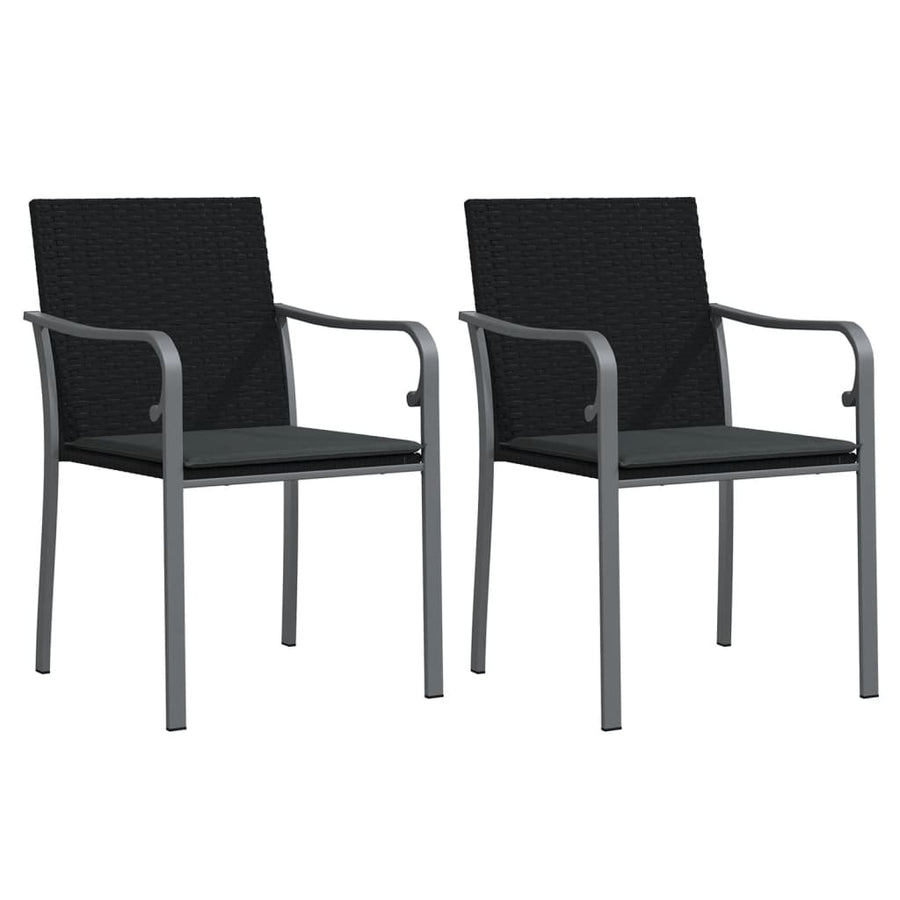 -Delige Tuinset Met Kussens Poly Rattan En Staal 3 80 cm tafellengte Zwart