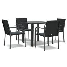 -Delige Tuinset Met Kussens Poly Rattan En Staal 5 80 cm tafellengte Zwart