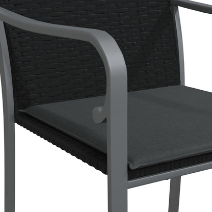 -Delige Tuinset Met Kussens Poly Rattan En Staal 5 80 cm tafellengte Zwart