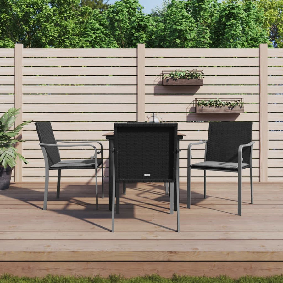 -Delige Tuinset Met Kussens Poly Rattan En Staal 5 80 cm tafellengte Zwart