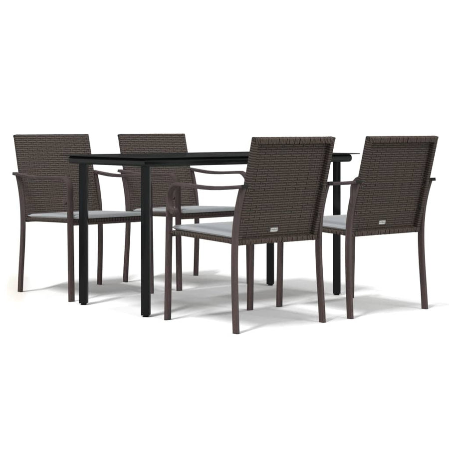 -Delige Tuinset Met Kussens Poly Rattan En Staal 5 140 cm tafellengte Bruin