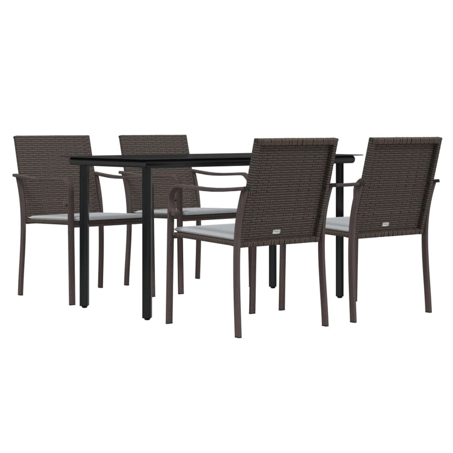 -Delige Tuinset Met Kussens Poly Rattan En Staal 5 140 cm tafellengte Bruin
