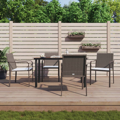 -Delige Tuinset Met Kussens Poly Rattan En Staal 5 140 cm tafellengte Bruin
