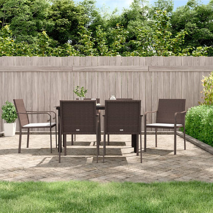 -Delige Tuinset Met Kussens Poly Rattan En Staal 7 140 cm tafellengte Bruin