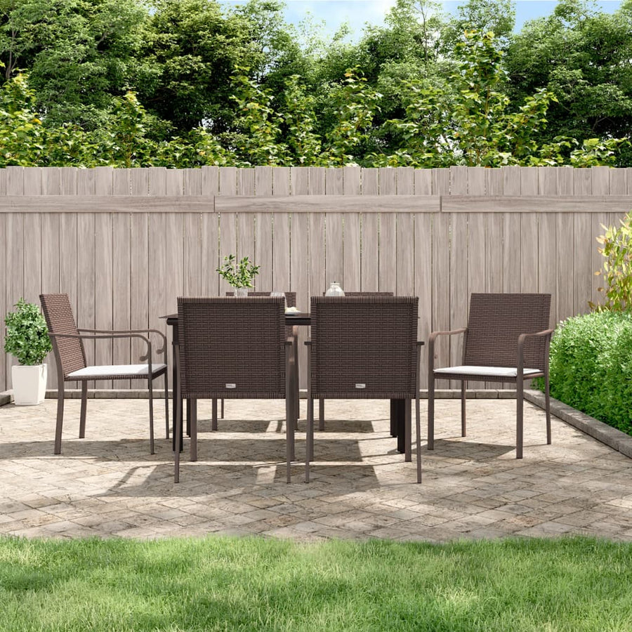-Delige Tuinset Met Kussens Poly Rattan En Staal 7 140 cm tafellengte Bruin