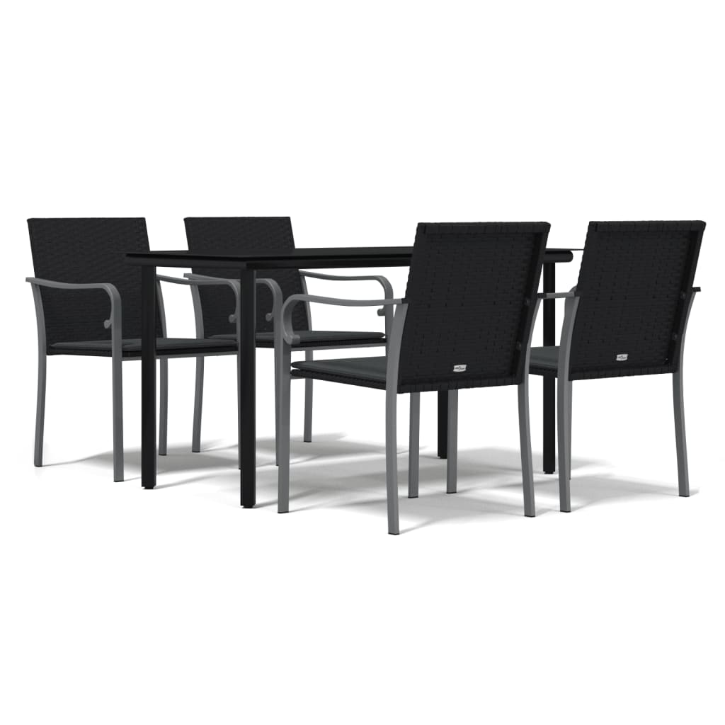 -Delige Tuinset Met Kussens Poly Rattan En Staal 5 140 cm tafellengte Zwart