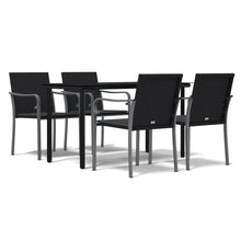 -Delige Tuinset Met Kussens Poly Rattan En Staal 5 140 cm tafellengte Zwart
