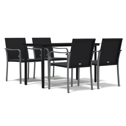 -Delige Tuinset Met Kussens Poly Rattan En Staal 5 140 cm tafellengte Zwart