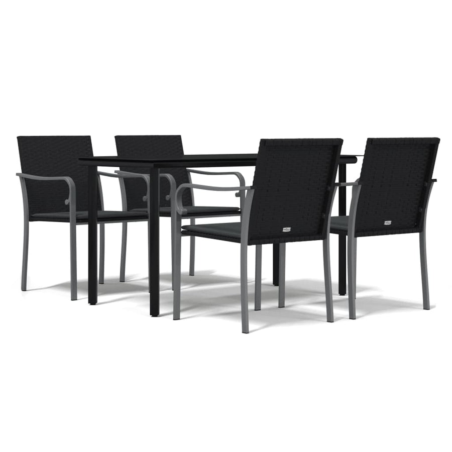 -Delige Tuinset Met Kussens Poly Rattan En Staal 5 140 cm tafellengte Zwart