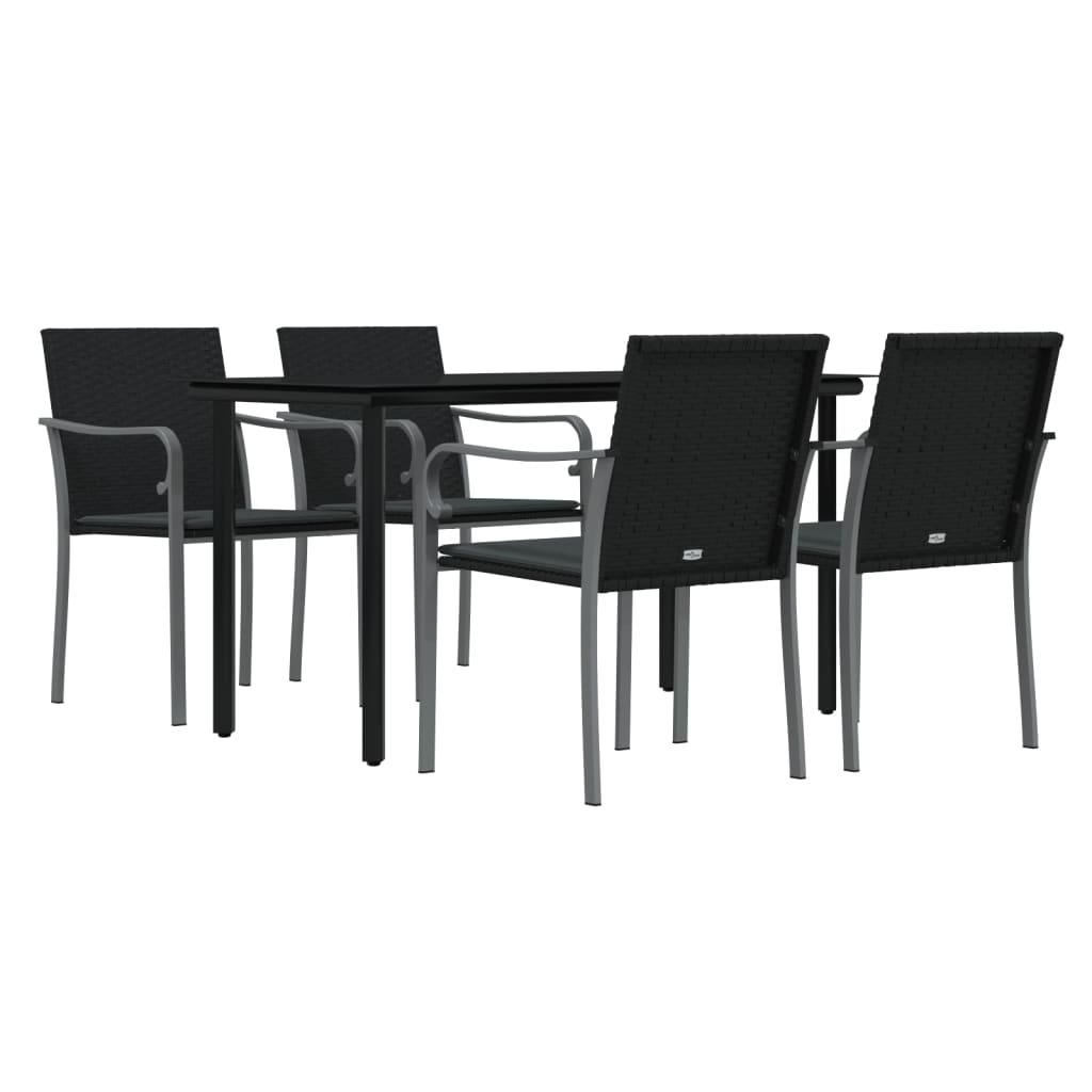 -Delige Tuinset Met Kussens Poly Rattan En Staal 5 140 cm tafellengte Zwart