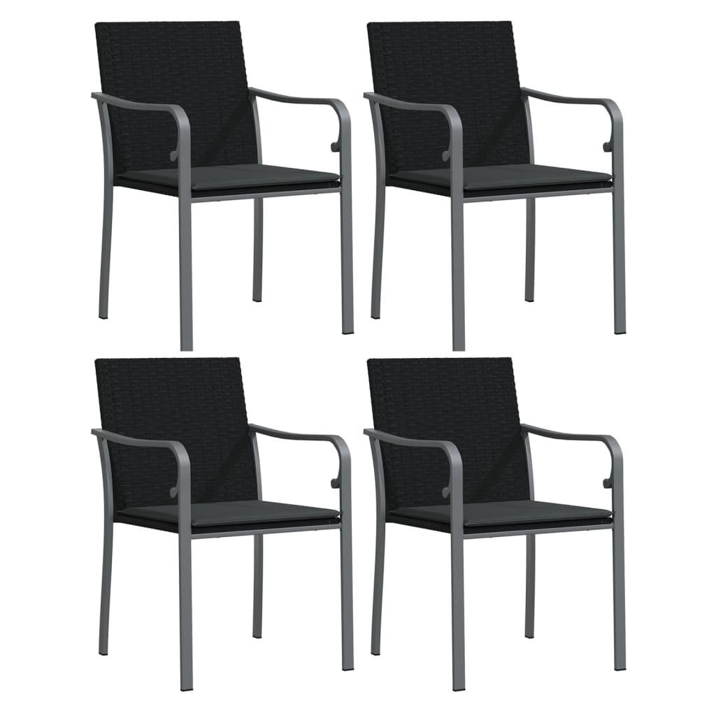 -Delige Tuinset Met Kussens Poly Rattan En Staal 5 140 cm tafellengte Zwart