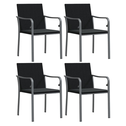 -Delige Tuinset Met Kussens Poly Rattan En Staal 5 140 cm tafellengte Zwart