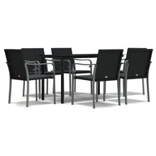 -Delige Tuinset Met Kussens Poly Rattan En Staal 7 140 cm tafellengte Zwart