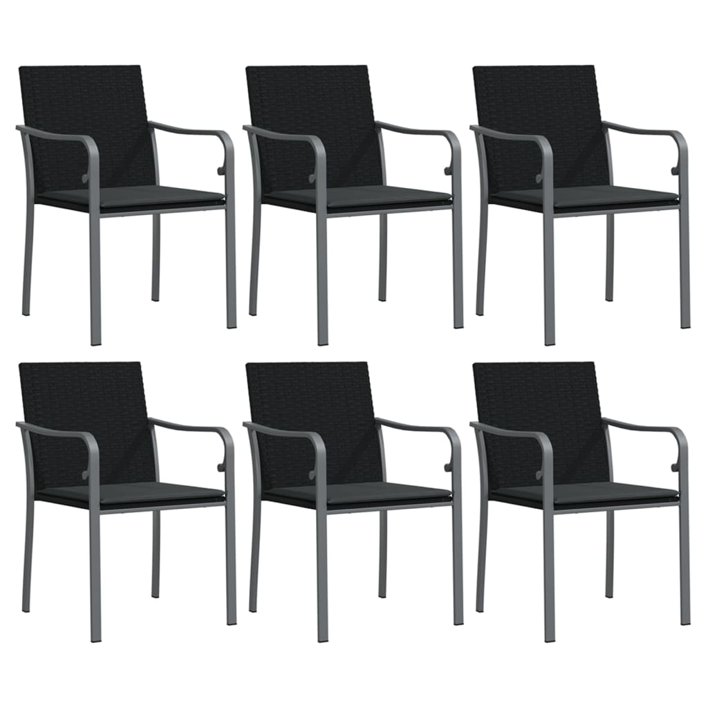-Delige Tuinset Met Kussens Poly Rattan En Staal 7 140 cm tafellengte Zwart