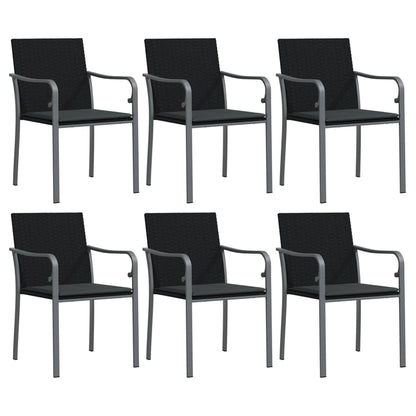 -Delige Tuinset Met Kussens Poly Rattan En Staal 7 140 cm tafellengte Zwart