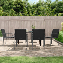 -Delige Tuinset Met Kussens Poly Rattan En Staal 7 140 cm tafellengte Zwart