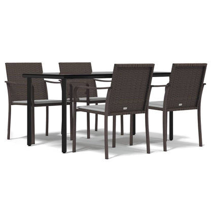 -Delige Tuinset Met Kussens Poly Rattan En Staal 5 160 cm tafellengte Bruin