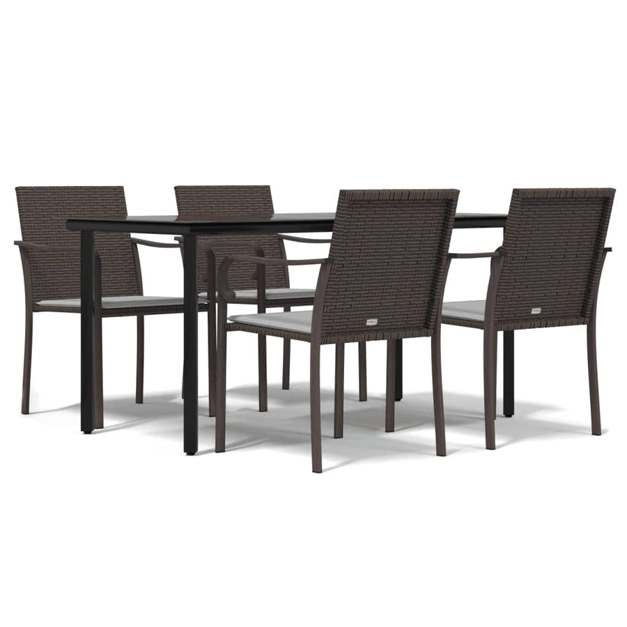 -Delige Tuinset Met Kussens Poly Rattan En Staal 5 160 cm tafellengte Bruin