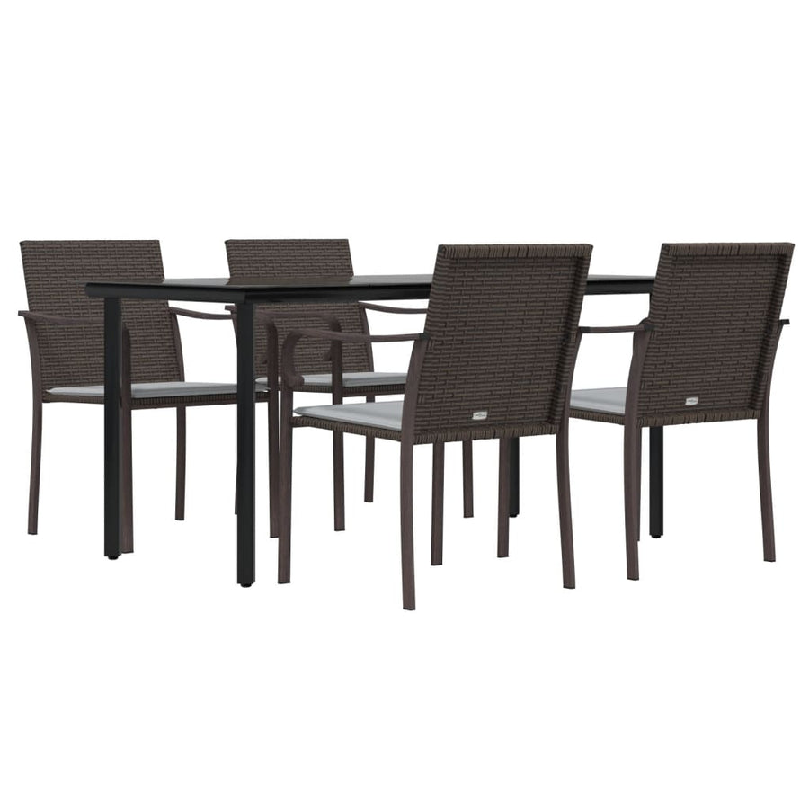 -Delige Tuinset Met Kussens Poly Rattan En Staal 5 160 cm tafellengte Bruin