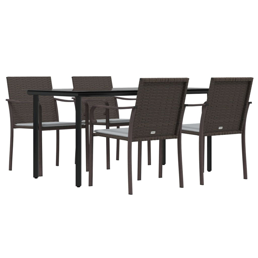 -Delige Tuinset Met Kussens Poly Rattan En Staal 5 160 cm tafellengte Bruin