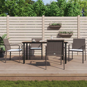 Tuinset 5-delig poly rattan staal met kussens