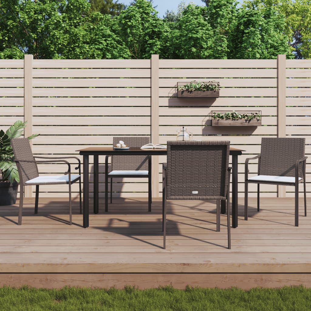 -Delige Tuinset Met Kussens Poly Rattan En Staal 5 160 cm tafellengte Bruin