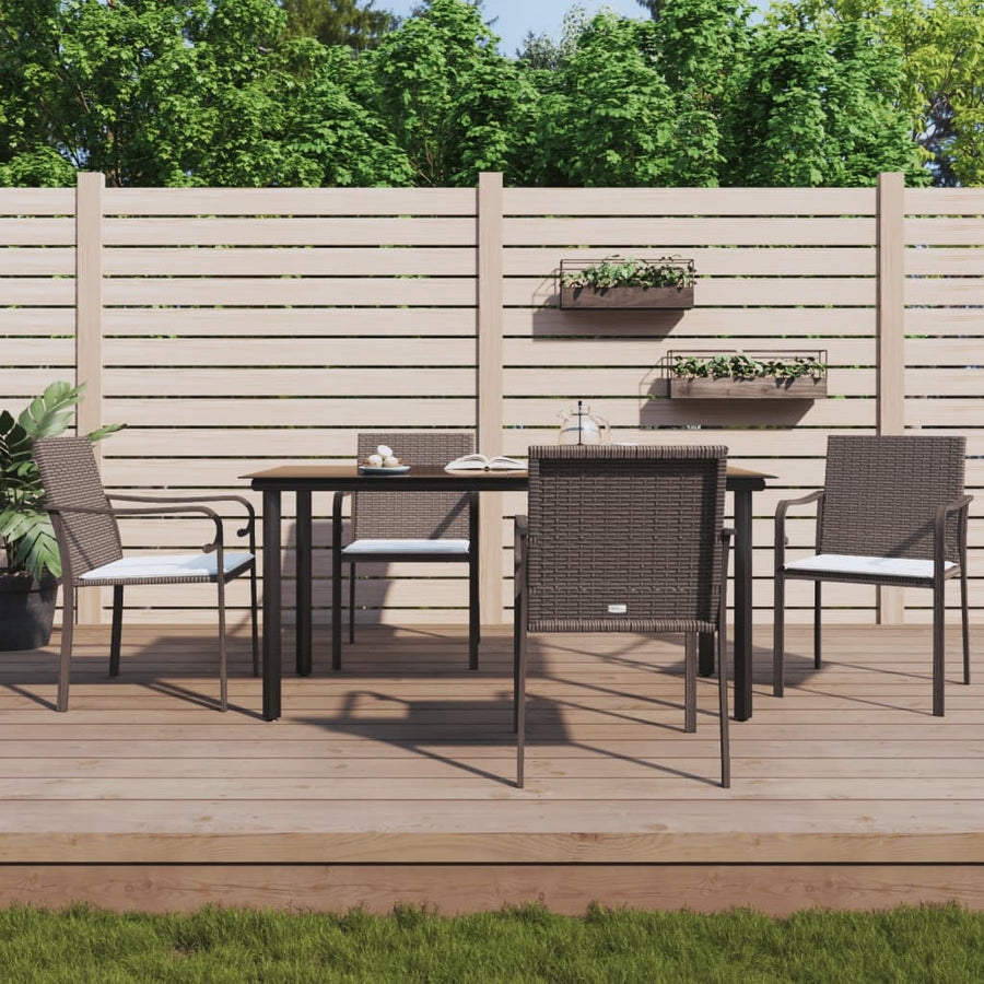 -Delige Tuinset Met Kussens Poly Rattan En Staal 5 160 cm tafellengte Bruin