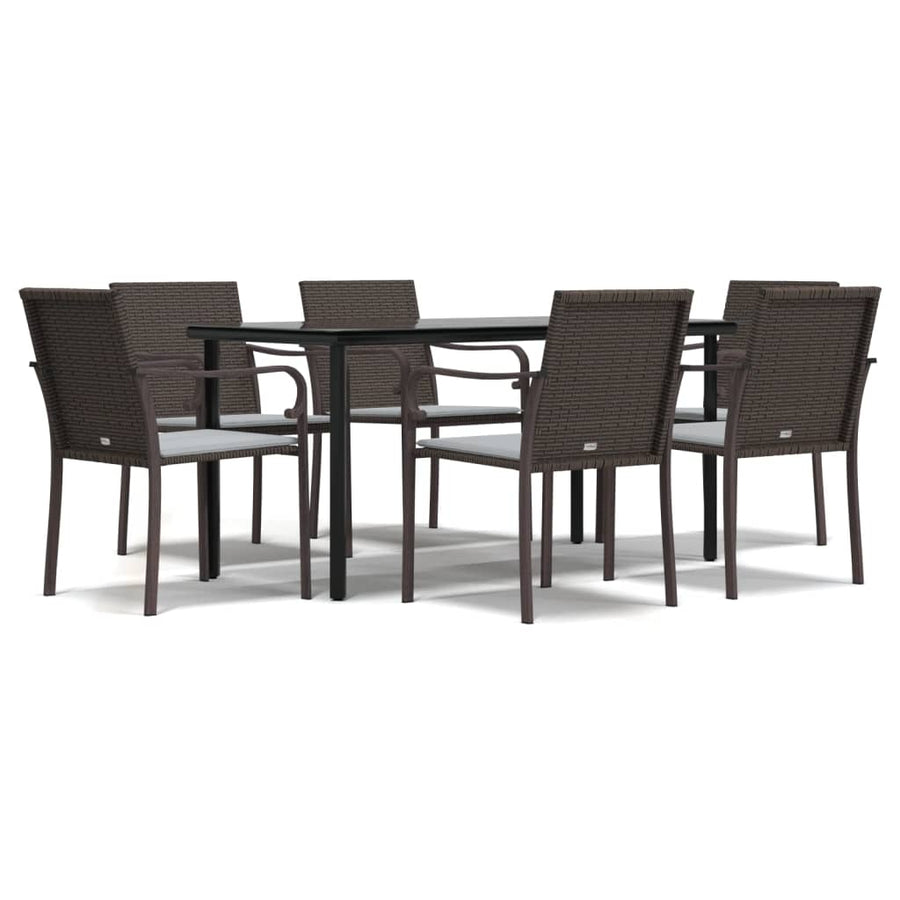 -Delige Tuinset Met Kussens Poly Rattan En Staal 7 160 cm tafellengte Bruin