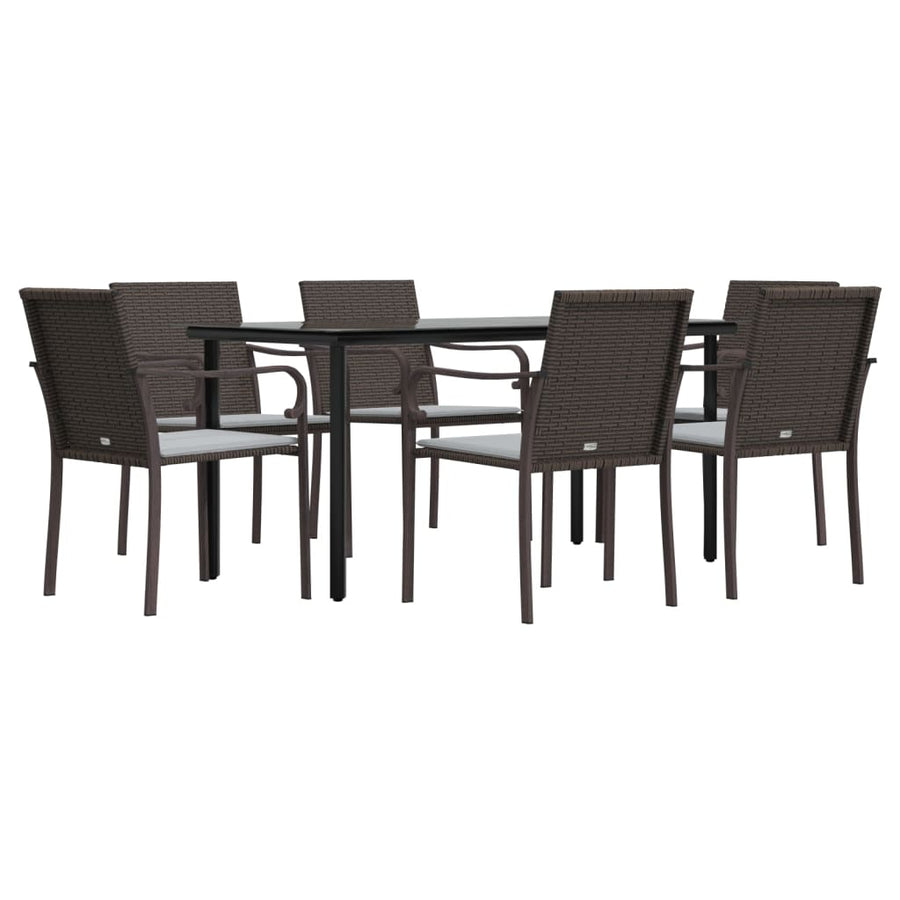 -Delige Tuinset Met Kussens Poly Rattan En Staal 7 160 cm tafellengte Bruin