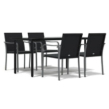 -Delige Tuinset Met Kussens Poly Rattan En Staal 5 160 cm tafellengte Zwart